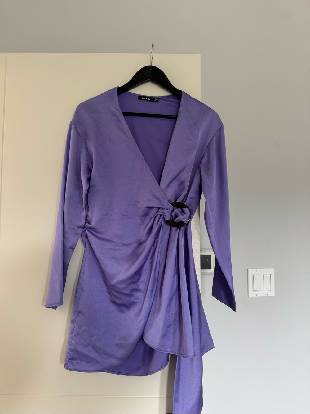 Boohoo Lavender Wrap Dress with Ring Detail